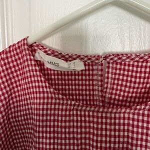Mango Red and White Checkered Blouse